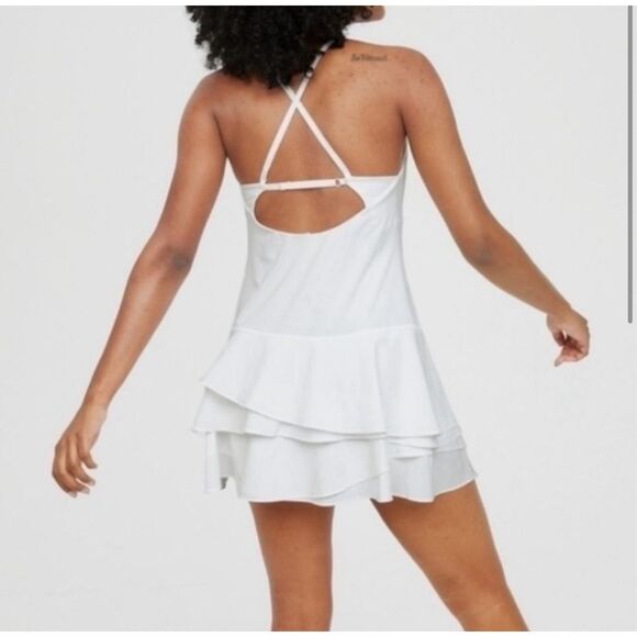 NWT Aerie Maggie White Ruffle Athletic Tennis Dress Built In Shorts Size Small - Picture 2 of 8